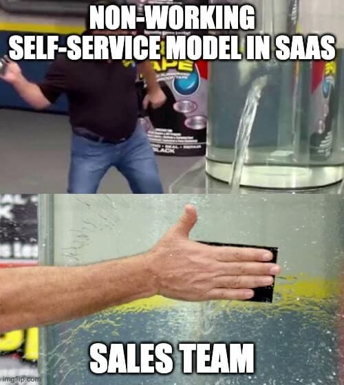 Sales team is not a fix to a non-working self-service model.